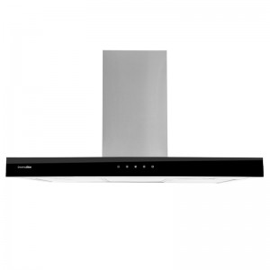 CAMPANA DECORATIVA KENIA 3190 INOX T INV. 90 CM FRONT NEGRO