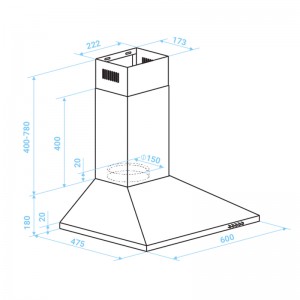 CAMPANA PIRAMIDAL EVEREST 2060 INOX 60 CM