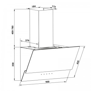 CAMPANA ESTELA 2090W CRISTAL BLANCO 90 CM