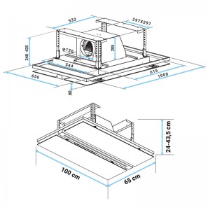 CAMPANA DE TECHO ALPES 4010W CRISTAL BLANCO