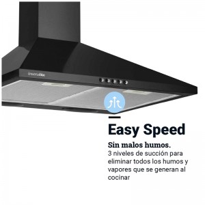 CAMPANA PIRAMIDAL EVEREST 4060B NEGRA 60 CM