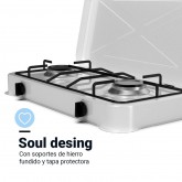 PLACA GAS PORTÁTIL FLAVOURMY 2 FUEGOS COLOR BLANCA