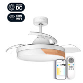 *VENTILADOR TECHO ASPAS RETRACTILES BLANCO/MADERA 106CM WIFI