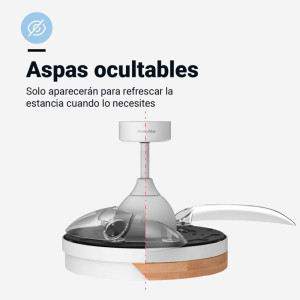 *VENTILADOR TECHO ASPAS RETRACTILES BLANCO/MADERA 106CM WIFI