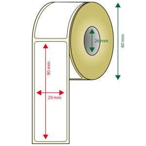 ROLLO ETIQUETAS 29X90 (DIAM. 80MM) 400 ETIQ/ROLLO-PACK 6