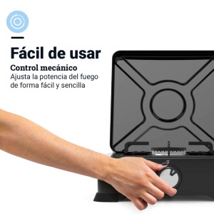 PLACA GAS PORTÁTIL UNIVERSAL BLUE 1 FUEGO COLOR NEGRO