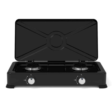 PLACA GAS PORTÁTIL UNIVERSAL BLUE 2 FUEGOS COLOR NEGRO