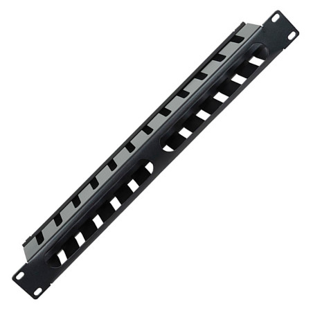 PANEL FRONTAL PHASAK 19" GUIA CABLES METAL NEGRO CON TAPA 
