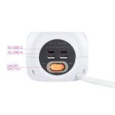 REGLETA ALIMEN.3 TOMAS TIPO F + 2X USB-A Y 2X USB-C CON INTE