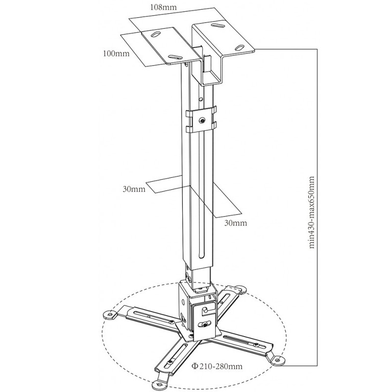 SOPORTE APPROX TECHO PROYECTOR APPSV01 NEGRO