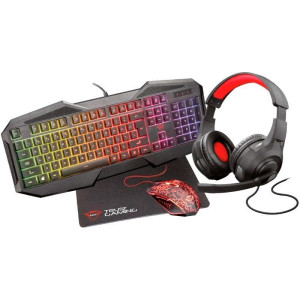 TECLADO Y RATON TRUST GXT 1180RW+AURICULARES + ALFOMBR 23148