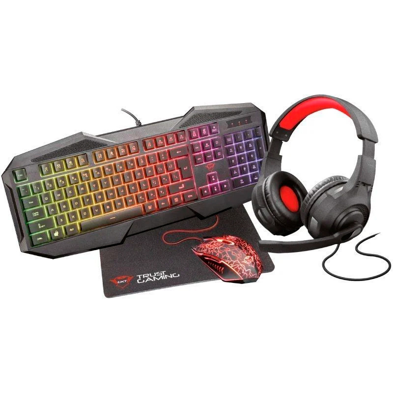 TECLADO Y RATON TRUST GXT 1180RW+AURICULARES + ALFOMBR 23148