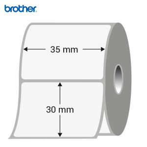 CAJA 12 ROLLOS DE ETIQUETAS TERM. BROTHER 35 X 30MM ADHESIVA