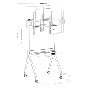 SOPORTE MOVIL APPROX TV CON ESTANTE APPISSTD02 49"-90"