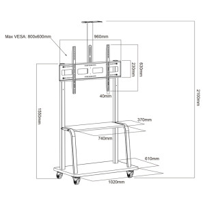 SOPORTE MOVIL APPROX TV CON ESTANTE APPISSTD 60"-100"