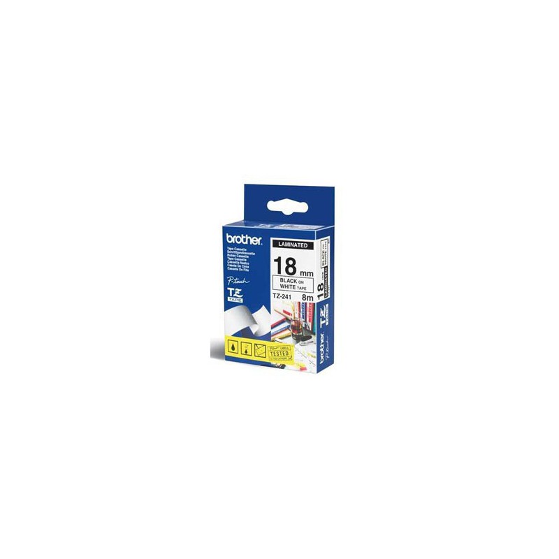 CINTA BROTHER ORIG.TZS241 BLANCO/NEGRO 18MM