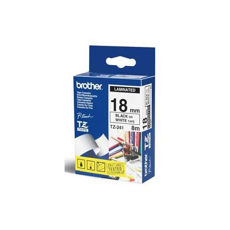 CINTA BROTHER ORIG.TZS241 BLANCO/NEGRO 18MM