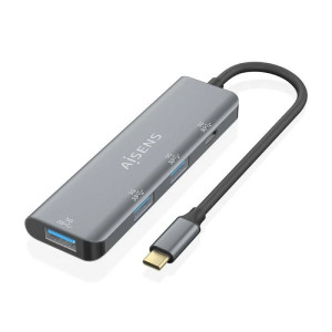 HUB USB TIPO C AISENS 3XUSB 1XUSB TIPO-C GRIS  A109-0762