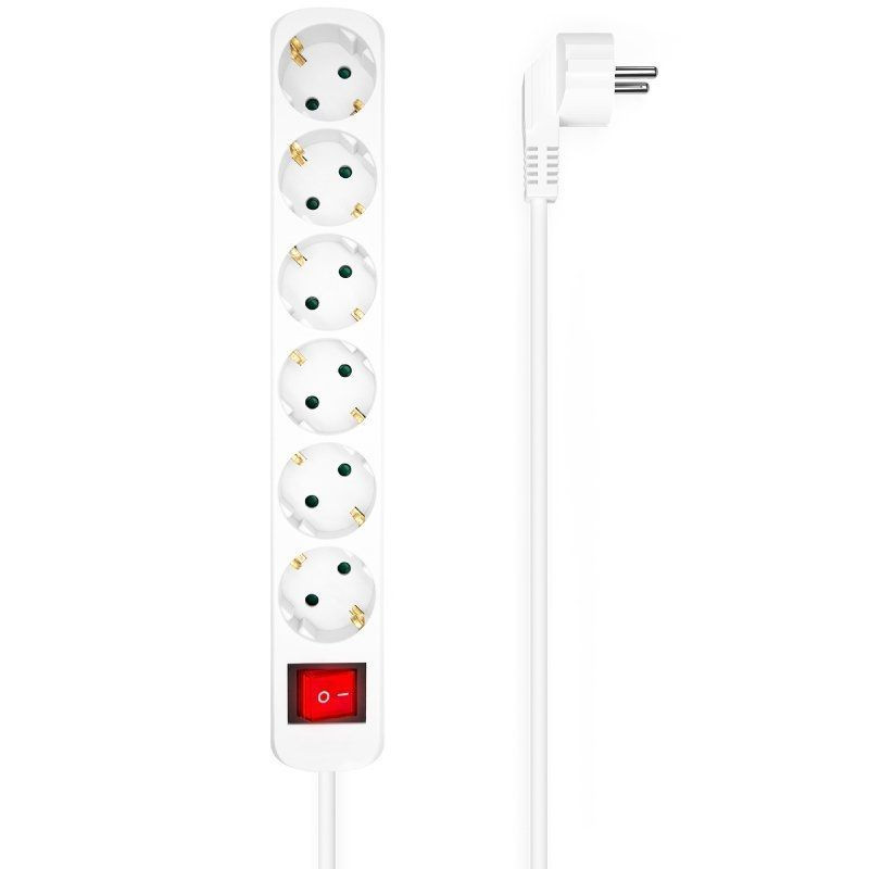 REGLETA AISENS BLANCA 6 TOMAS INTERRUPTOR 1.4M 