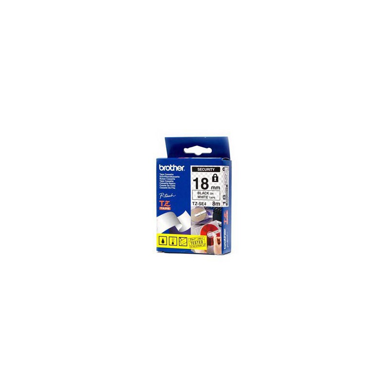 CINTA BROTHER ORIG.TZESE4 SEGURIDAD/NEGRA 18MM