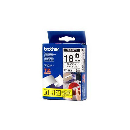 CINTA BROTHER ORIG.TZESE4 SEGURIDAD/NEGRA 18MM