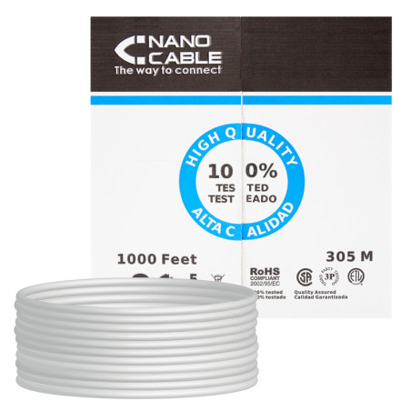 BOBINA CABLE RJ45 UTP 305 M CAT.5E  FLEXIBLE GRIS