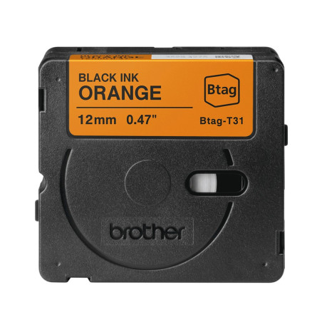 CINTA BROTHER DOMESTICA ORIG. BTAG T31 NEGRO/NARANJA 12MM 4M