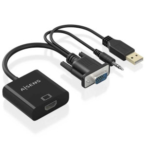 CABLE CONVERSOR AISENS VGA MACHO HDMI HEMBRA JACK 20CM NEGRO