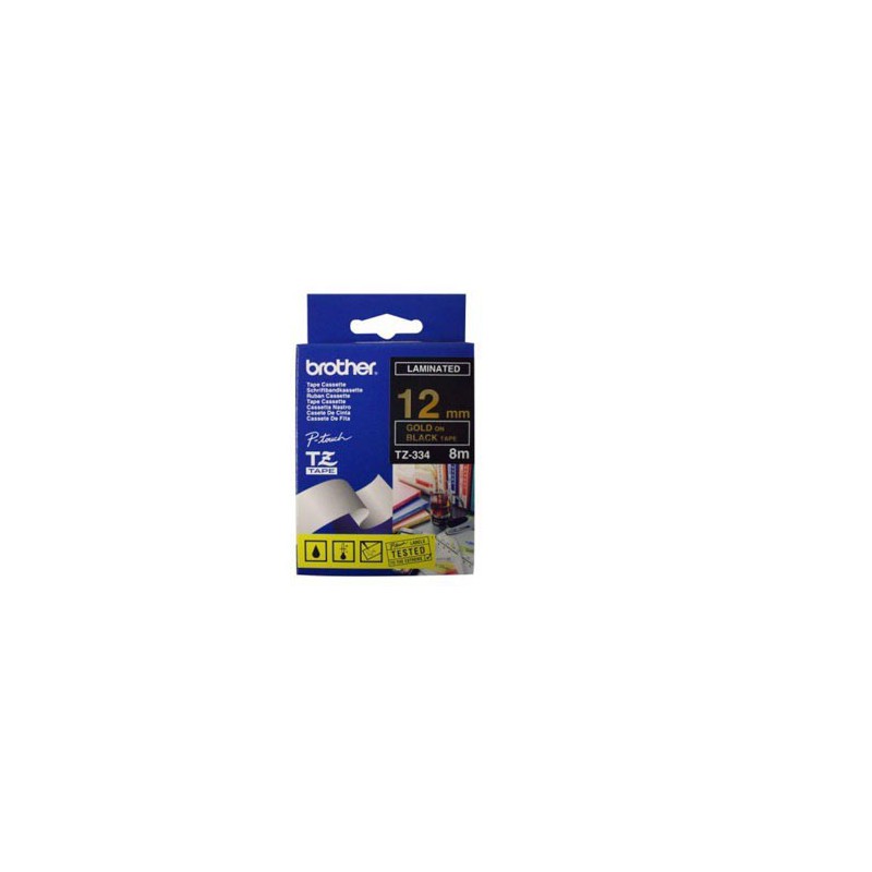 CINTA BROTHER ORIG.TZ334/E NEGRO/ORO  18MM