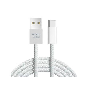 CABLE APPROX USB-A/USB-C NYLON APPC65  1 METRO BLANCO