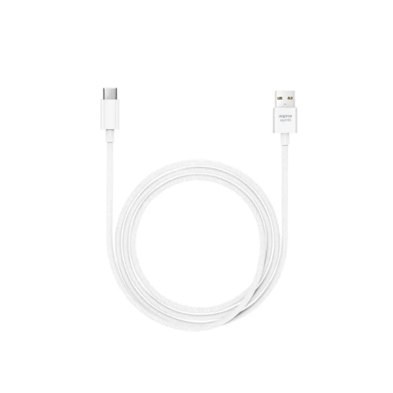 CABLE APPROX USB-A/USB-C NYLON APPC65  1 METRO BLANCO
