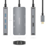 DOCKING USB TIPO-C AISENS ASUC-6P019-GR/1XHDMI/3XUSB/ 1XRJ45