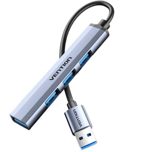 MINI HUB VENTION USB 3.0*1/ USB 2.0*3 15M METAL GRIS