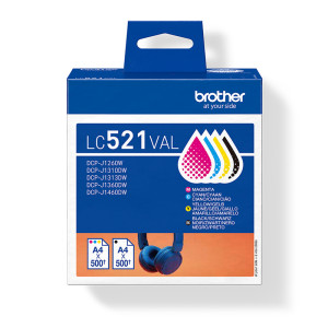 PACK INK JET BROTHER ORIG LC521VAL HASTA 500 PAG. CADA COLOR