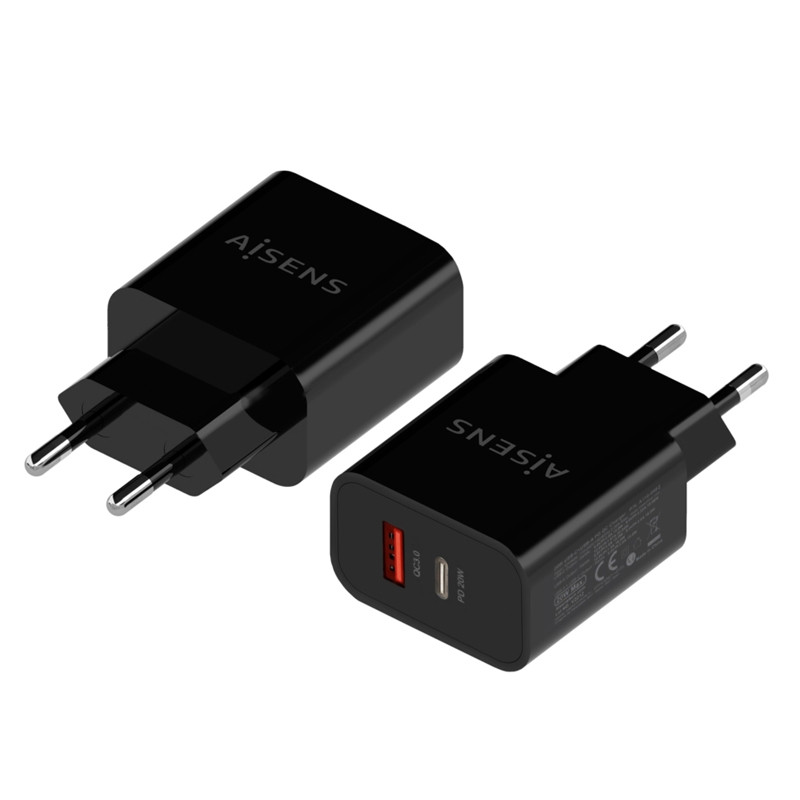 CARGADOR AISENS A110-0682 1USB TIPO C + USB-A 20W NEGRO