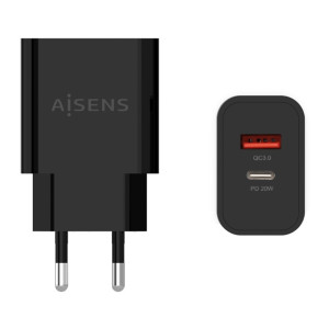 CARGADOR AISENS A110-0682 1USB TIPO C + USB-A 20W NEGRO