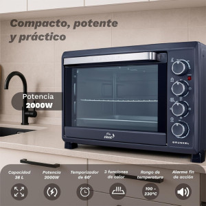 HORNO ELECTRICO DE 38L DE CAPACIDAD GRUNKEL HR-38NPRO