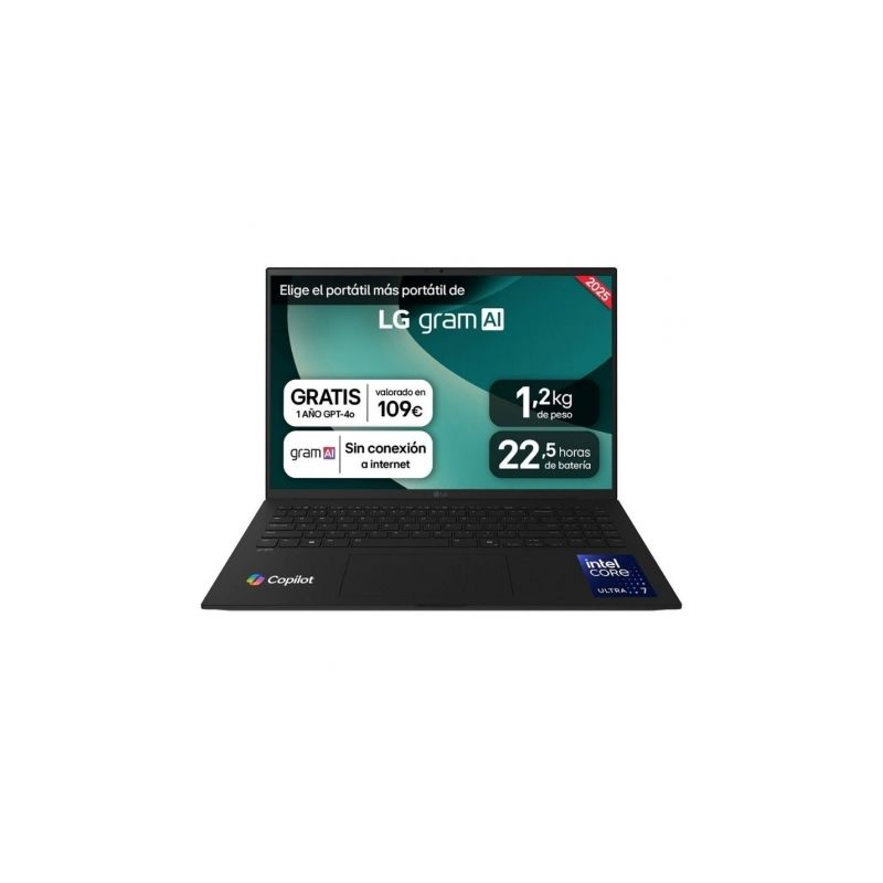 Portátil LG Gram 16ZD90T-G AX88B Intel Core Ultra 7-255H/ 32GB/ 1TB SSD/ 16"/ Sin Sistema Operativo