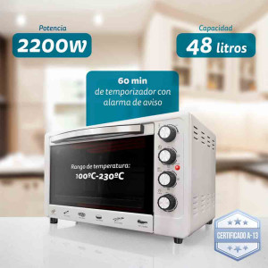 HORNO ELECTRICO DE 48L DE CAPACIDAD GRUNKEL HR-48 SILVER