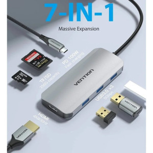 DOCKING VENTION USB TIPO-C1XHDMI 4K 3XUSB 1XUSB TIPO-C 1XLEC