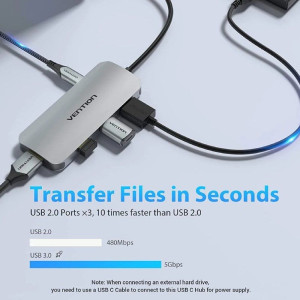 DOCKING VENTION USB TIPO-C1XHDMI 4K 3XUSB 1XUSB TIPO-C 1XLEC