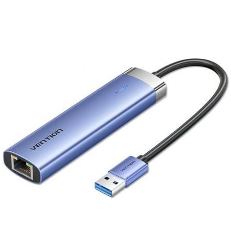 HUB VENTION  USB 3.0 3XUSB 1XRJ45 1XUSB TIPO-C PD TGFSB AZUL