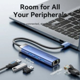 HUB VENTION  USB 3.0 3XUSB 1XRJ45 1XUSB TIPO-C PD TGFSB AZUL
