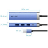 HUB VENTION  USB 3.0 3XUSB 1XRJ45 1XUSB TIPO-C PD TGFSB AZUL