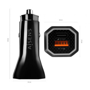 CARGADOR DE COCHE AISENS ASCH-CAR2PQC-BK 1XUSB-TIPO C 1XUS