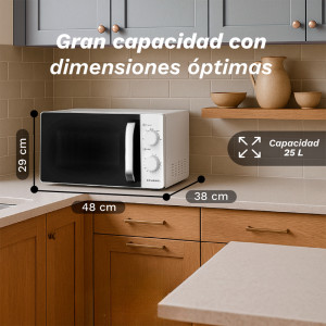 MICROONDAS 25L CAPACIDAD GRUNKEL 850W BLANCO/NEGRO MW-25EASY