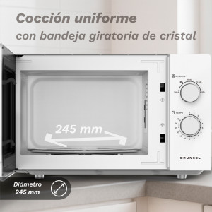 MICROONDAS 25L CAPACIDAD GRUNKE 850W BLANCO/NEGRO  MW-25EASY
