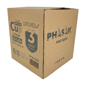 BOBINA CABLE S/FTP CAT6A SÓLIDO PHASAK  AWG23 FLUKE LSZH 305