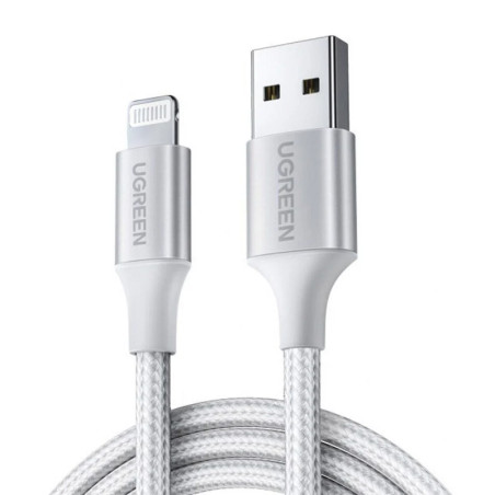 CABLE USB A LIGHTNING MACHO 1M ALU PLATA- UGREEN