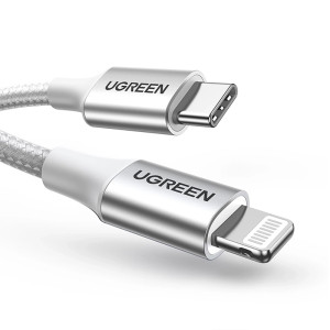CABLE USB TIPO C A LIGHTNING MACHO 1M SILVER UGREEN